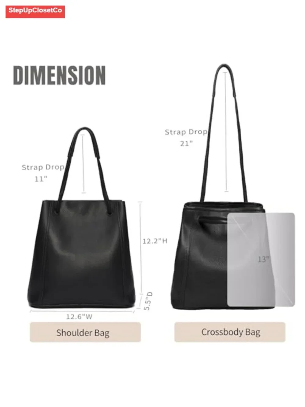 Genuine Leather Tote Bag for Women Work Bag with Adjustable Strap